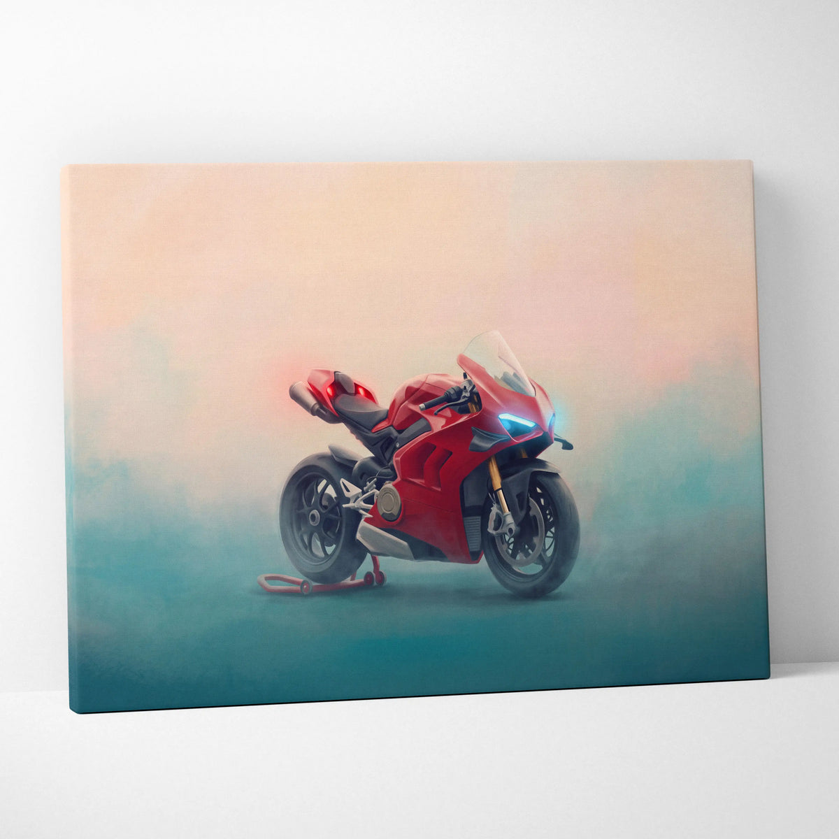 Ducati Panigale V4S Inspired Motorcycle Wall Art, Italian Superbike Print and Garage Decor