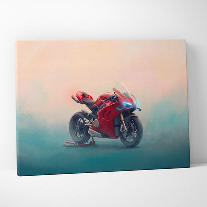 Ducati Panigale V4S Inspired Motorcycle Wall Art, Italian Superbike Print and Garage Decor