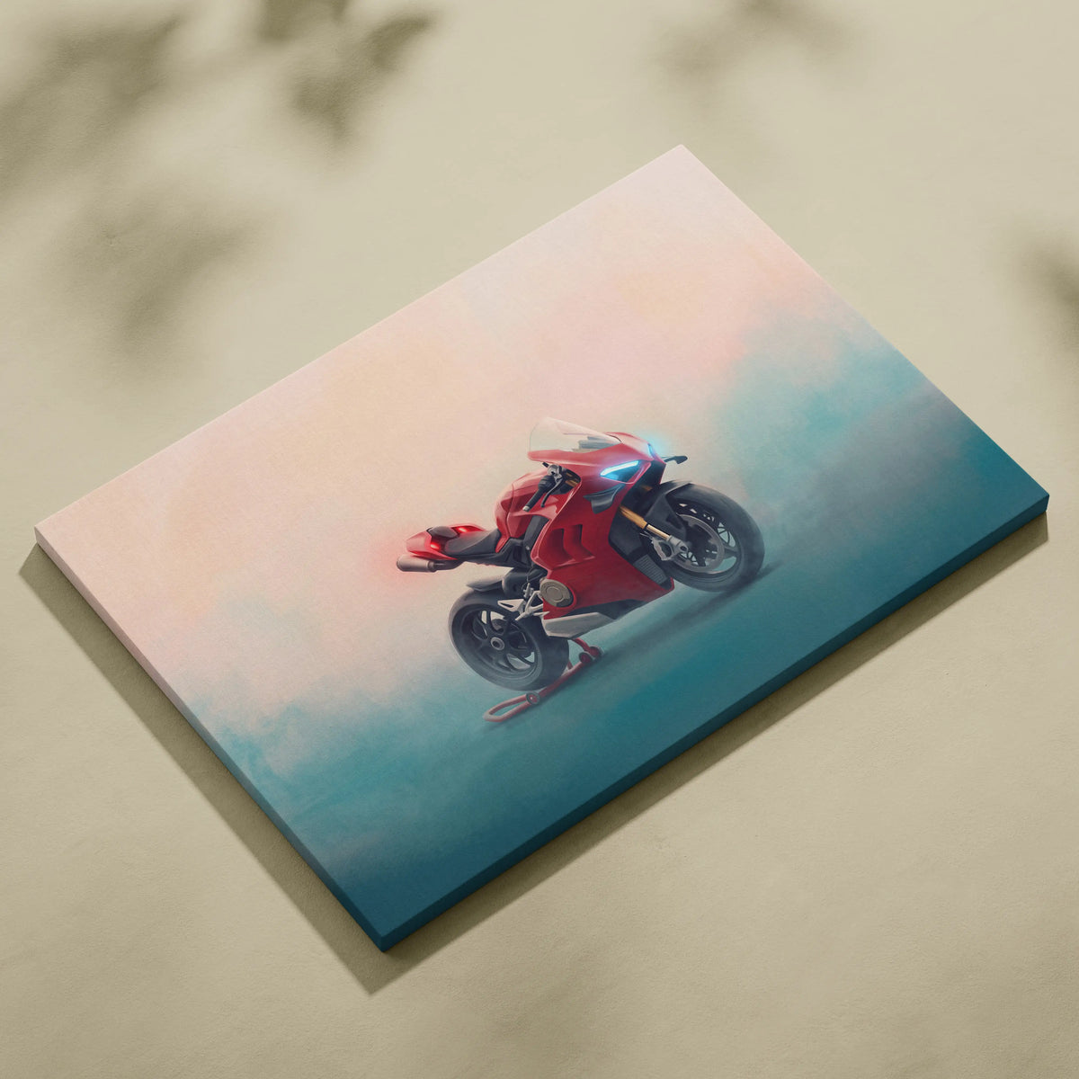 Ducati Panigale V4S Inspired Motorcycle Wall Art, Italian Superbike Print and Garage Decor
