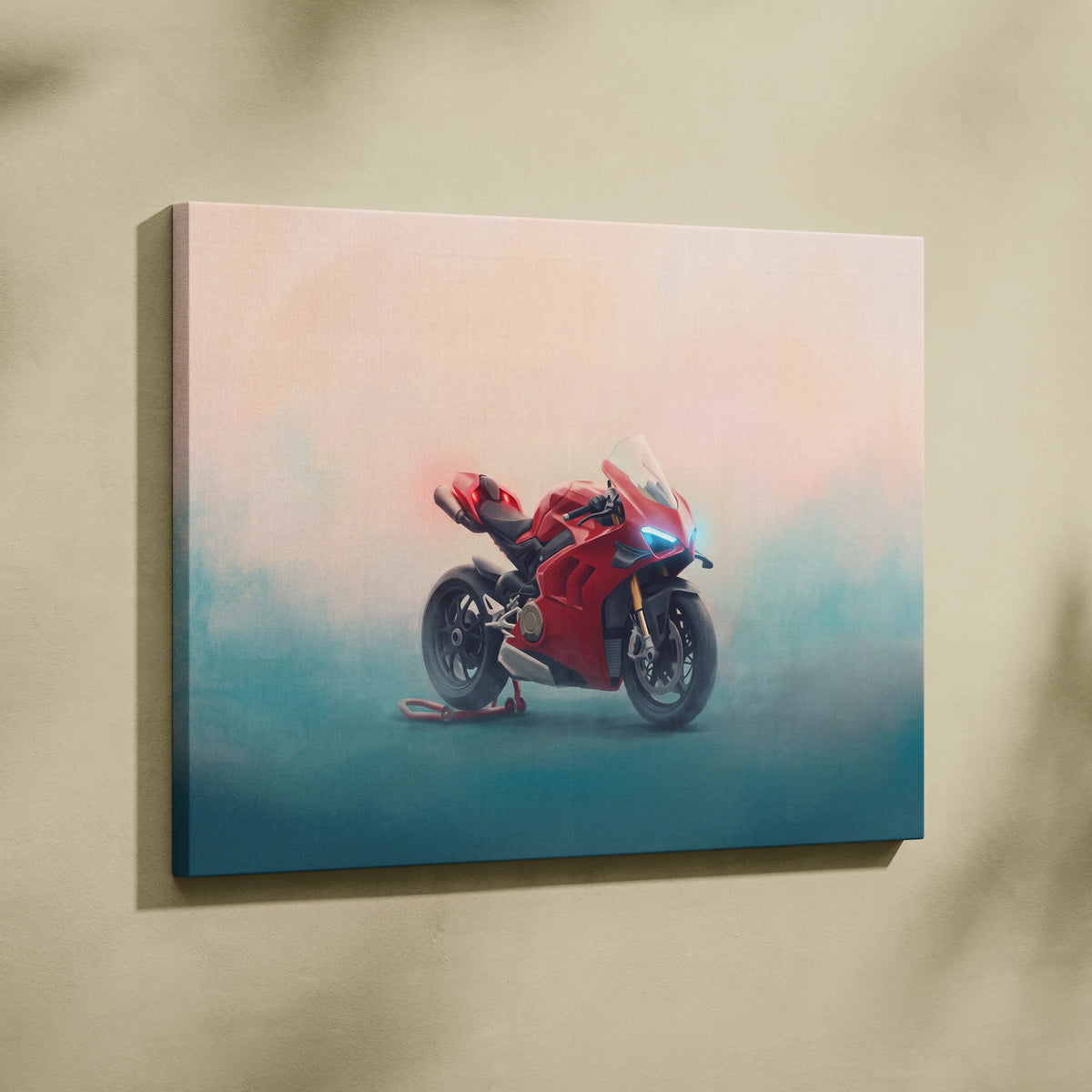 Ducati Panigale V4S Inspired Motorcycle Wall Art, Italian Superbike Print and Garage Decor