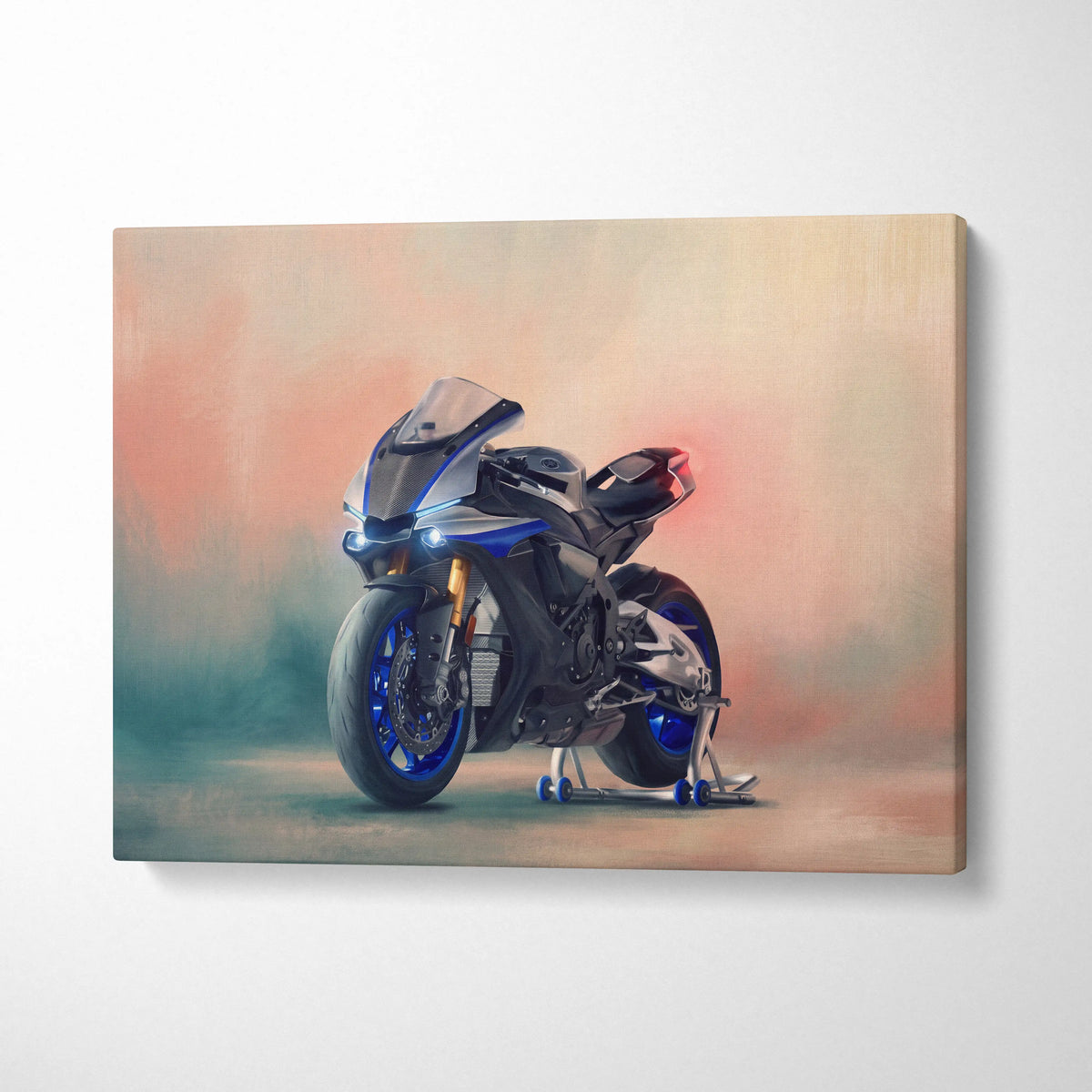Yamaha R1M Inspired Sport Bike Wall Art, Crossplane Superbike Print and Rider Gift