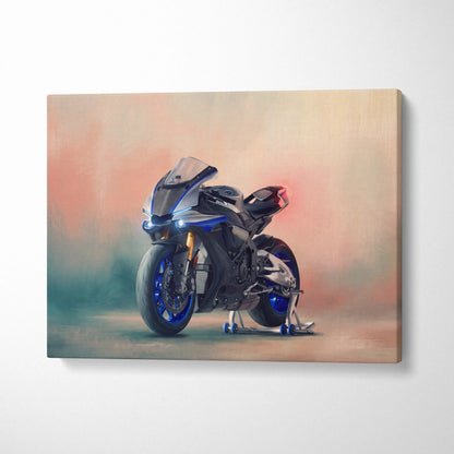 Yamaha R1M Inspired Sport Bike Wall Art, Crossplane Superbike Print and Rider Gift