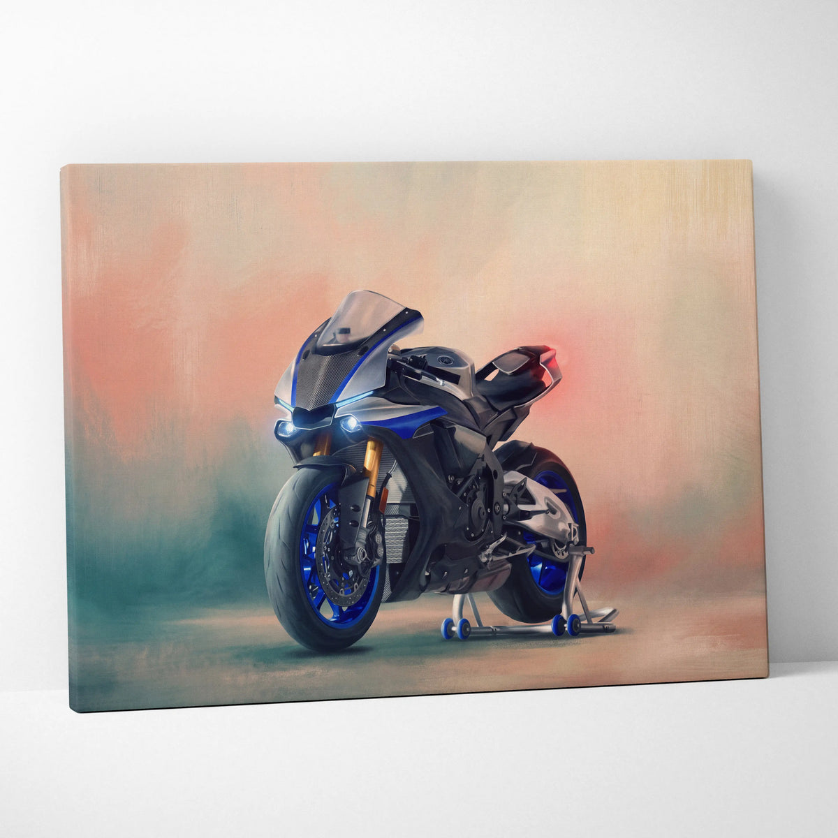 Yamaha R1M Inspired Sport Bike Wall Art, Crossplane Superbike Print and Rider Gift