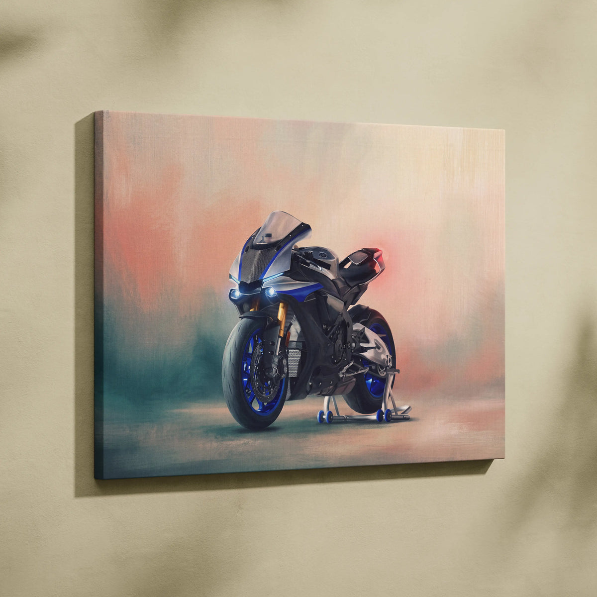 Yamaha R1M Inspired Sport Bike Wall Art, Crossplane Superbike Print and Rider Gift
