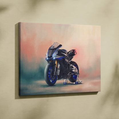 Yamaha R1M Inspired Sport Bike Wall Art, Crossplane Superbike Print and Rider Gift