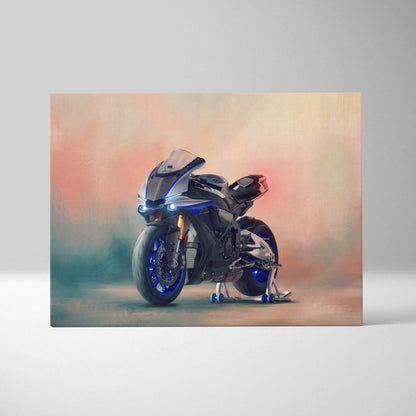 Yamaha R1M Inspired Sport Bike Wall Art, Crossplane Superbike Print and Rider Gift