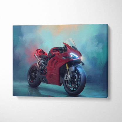 Ducati Panigale V4 Inspired Supersport Wall Art, Italian Superbike Canvas and Modern Garage Decor