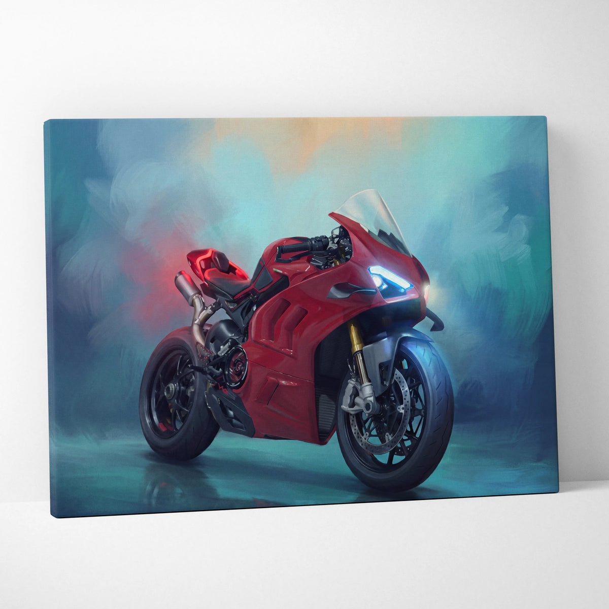 Ducati Panigale V4 Inspired Supersport Wall Art, Italian Superbike Canvas and Modern Garage Decor