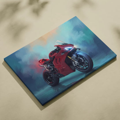 Ducati Panigale V4 Inspired Supersport Wall Art, Italian Superbike Canvas and Modern Garage Decor