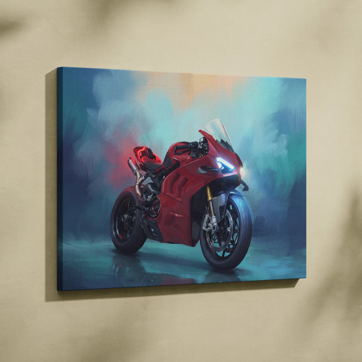 Ducati Panigale V4 Inspired Supersport Wall Art, Italian Superbike Canvas and Modern Garage Decor