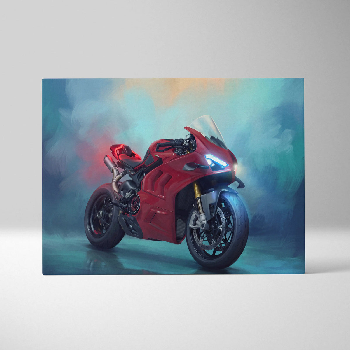 Ducati Panigale V4 Inspired Supersport Wall Art, Italian Superbike Canvas and Modern Garage Decor
