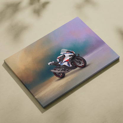 BMW M1000RR Inspired Canvas Art, Carbon Track Machine Poster and Motorsport Fan Gift