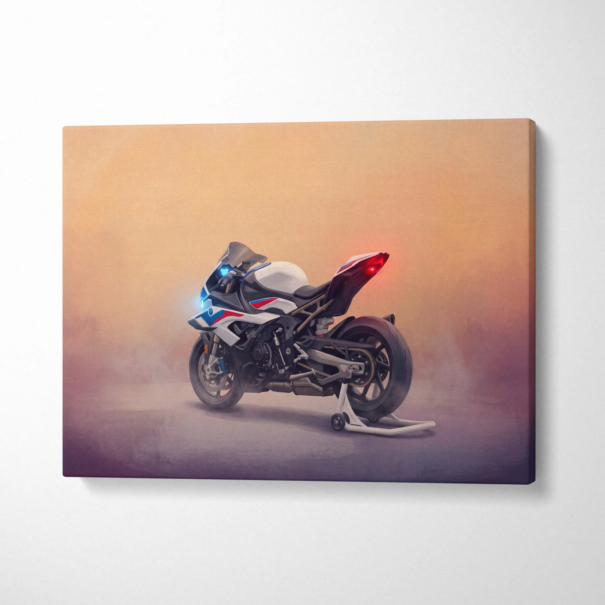BMW S1000RR Inspired Supersport Wall Art, Blue Track Machine Poster and Rider Gift