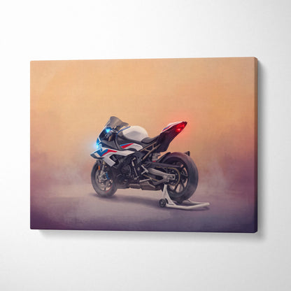 BMW S1000RR Inspired Supersport Wall Art, Blue Track Machine Poster and Rider Gift