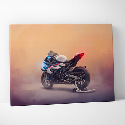 BMW S1000RR Inspired Supersport Wall Art, Blue Track Machine Poster and Rider Gift