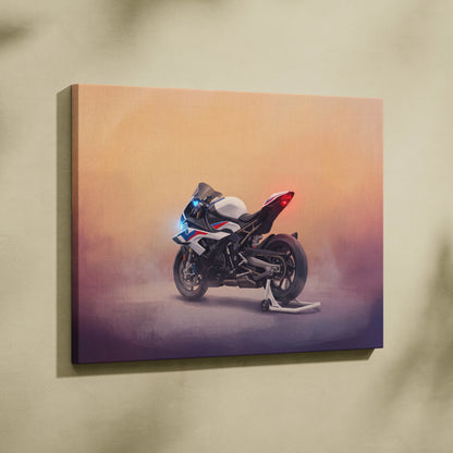 BMW S1000RR Inspired Supersport Wall Art, Blue Track Machine Poster and Rider Gift