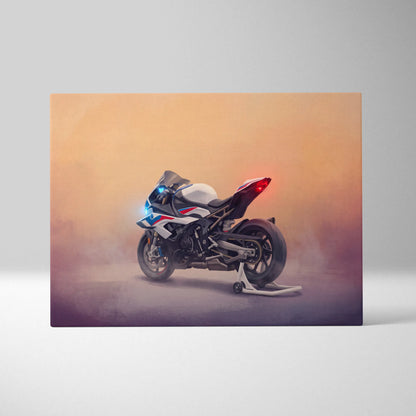 BMW S1000RR Inspired Supersport Wall Art, Blue Track Machine Poster and Rider Gift