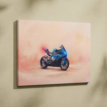 BMW S1000RR Inspired Sport Bike Wall Art, M-Power Superbike Print and Garage Decor
