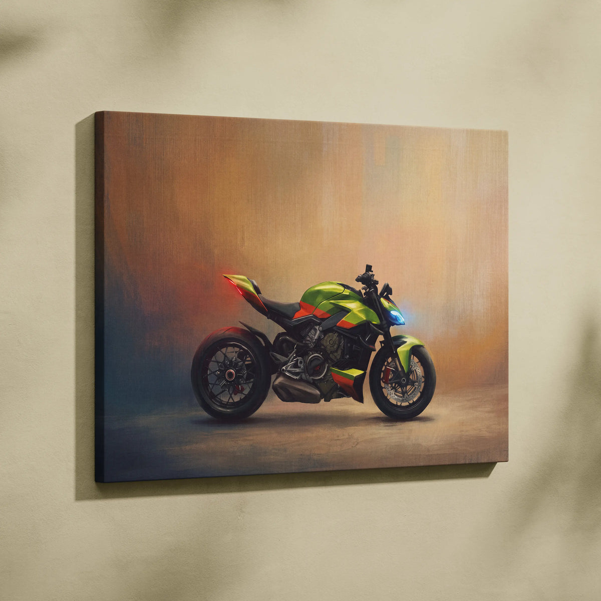 Ducati Streetfighter Lamborghini Inspired Canvas Art, Hypernaked Poster and Modern Garage Decor