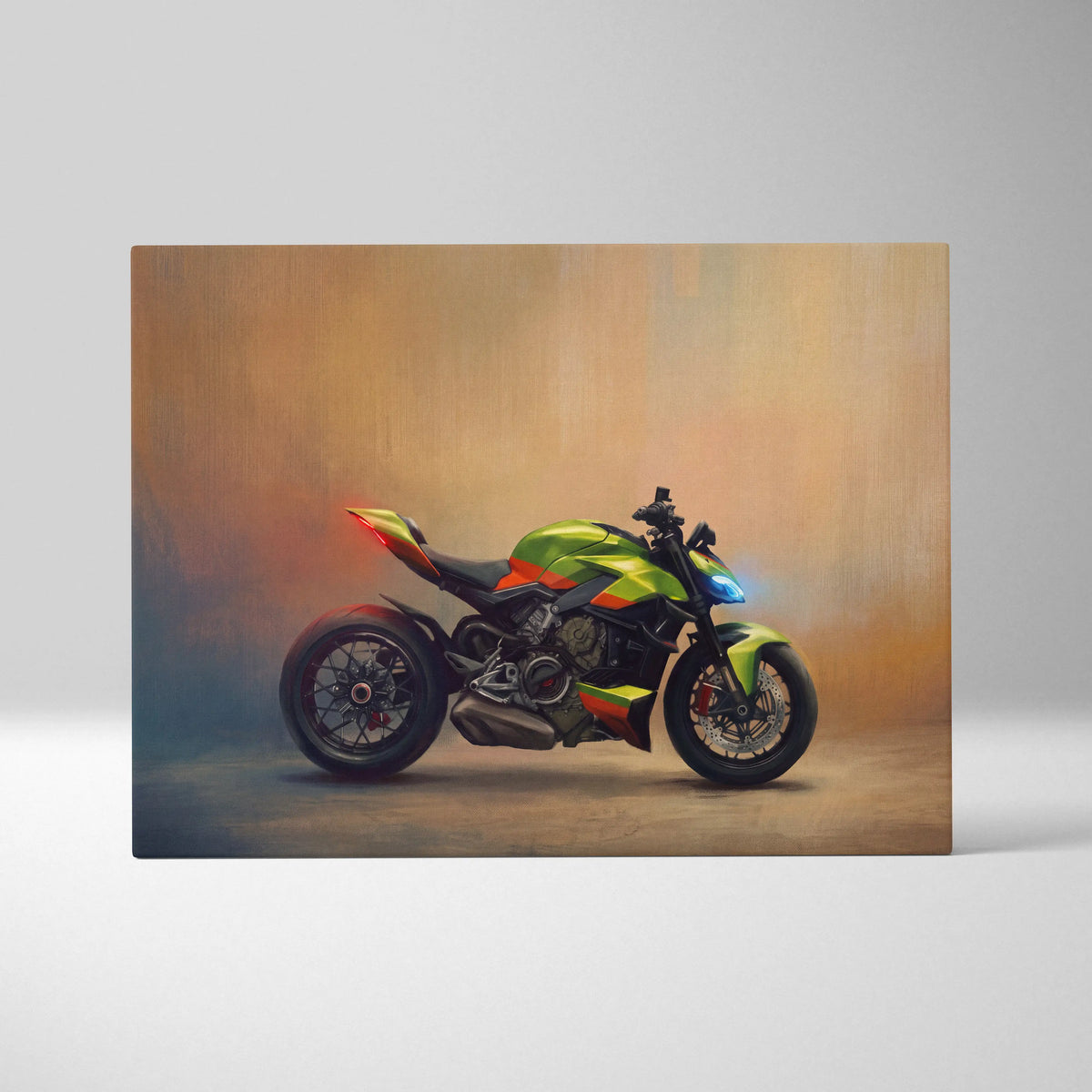 Ducati Streetfighter Lamborghini Inspired Canvas Art, Hypernaked Poster and Modern Garage Decor