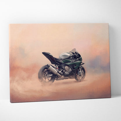 BMW S1000RR Inspired Canvas Art, Carbon Track Machine Poster and Modern Wall Decor