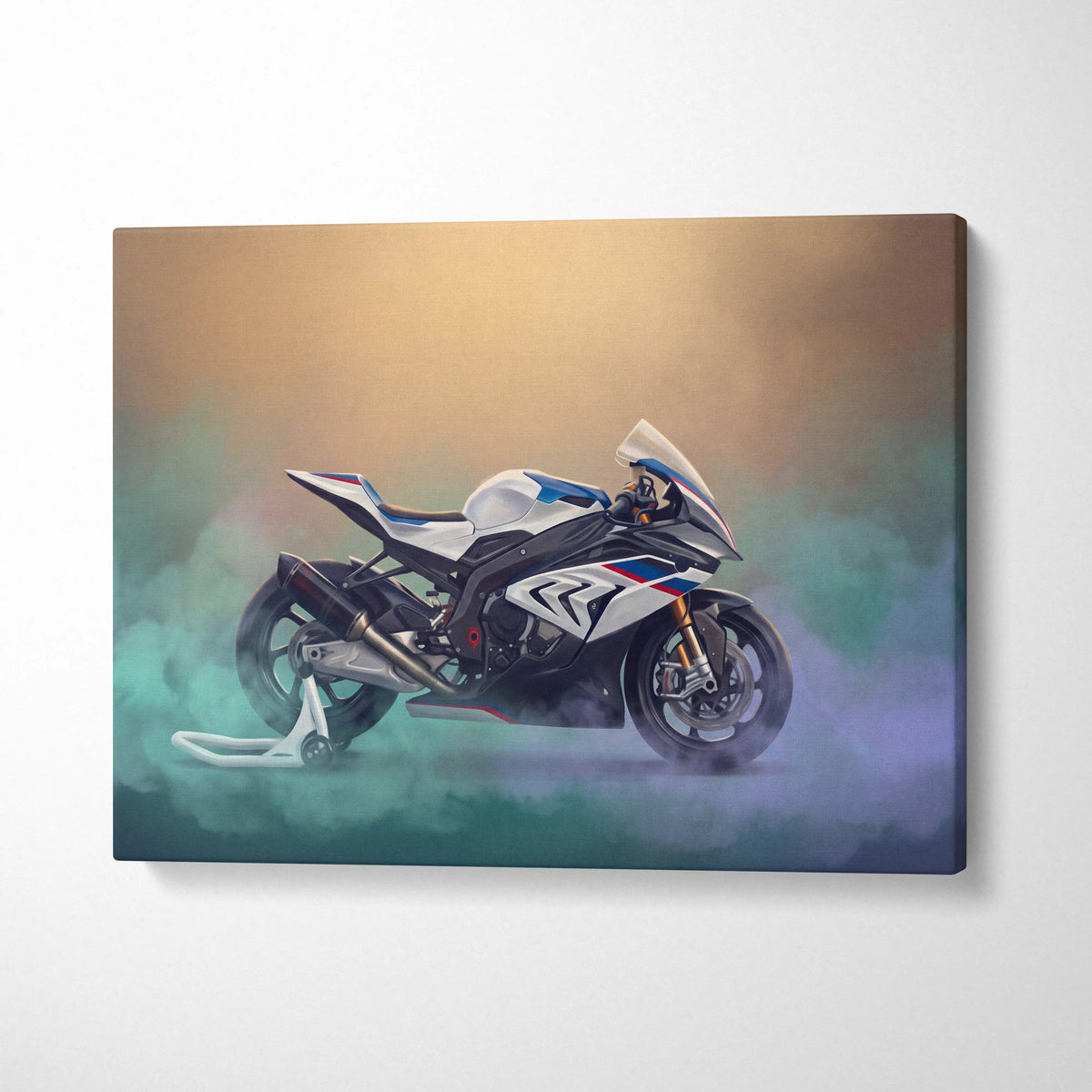 BMW S1000RR Inspired Sport Bike Wall Art, M-Power Superbike Print and Garage Decor