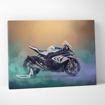 BMW S1000RR Inspired Sport Bike Wall Art, M-Power Superbike Print and Garage Decor