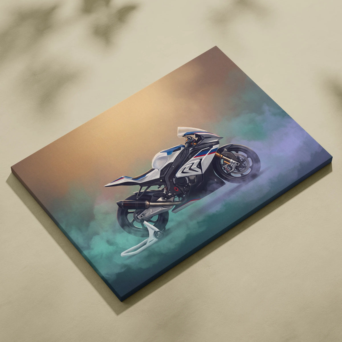 BMW S1000RR Inspired Sport Bike Wall Art, M-Power Superbike Print and Garage Decor