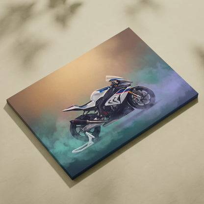 BMW S1000RR Inspired Sport Bike Wall Art, M-Power Superbike Print and Garage Decor