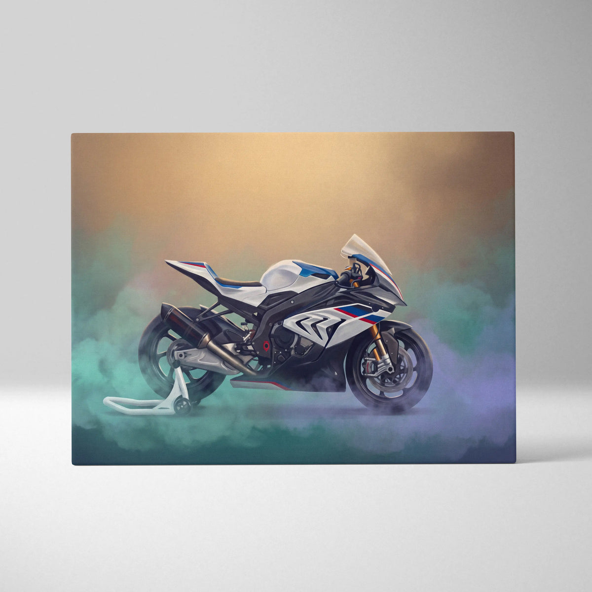 BMW S1000RR Inspired Sport Bike Wall Art, M-Power Superbike Print and Garage Decor