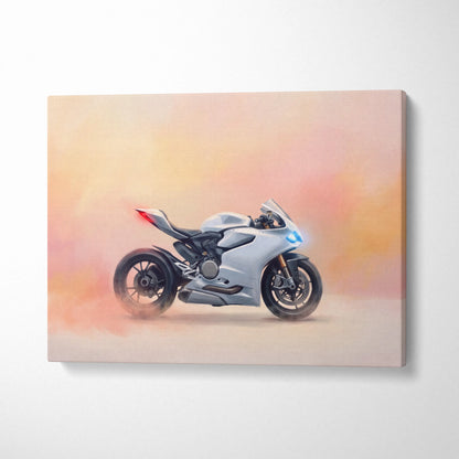 Ducati Panigale Inspired Motorcycle Wall Art, Orange Superbike Print and Track Day Decor