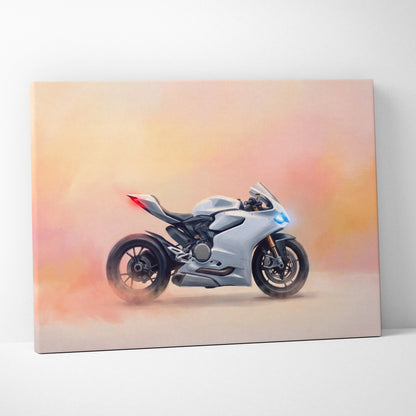 Ducati Panigale Inspired Motorcycle Wall Art, Orange Superbike Print and Track Day Decor
