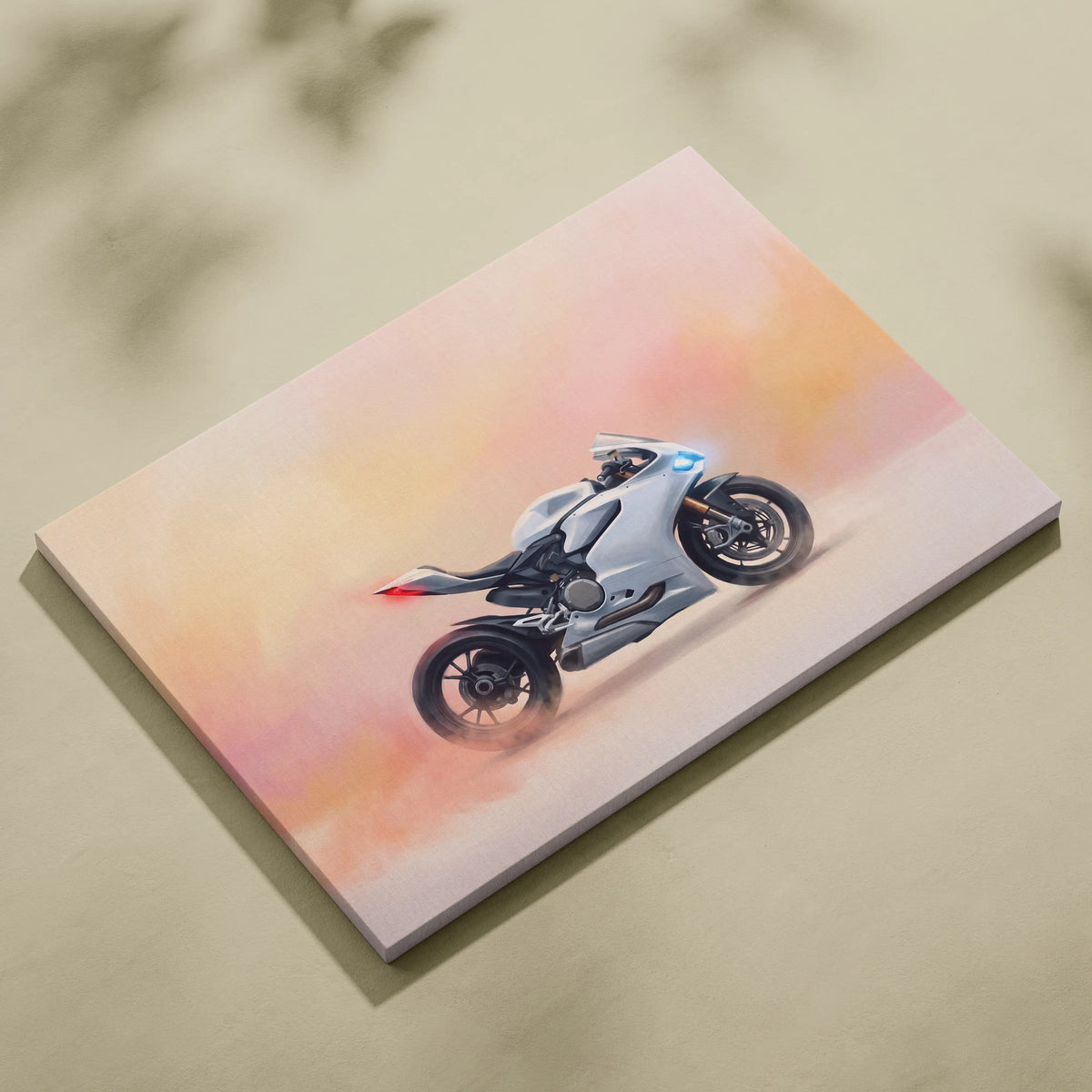 Ducati Panigale Inspired Motorcycle Wall Art, Orange Superbike Print and Track Day Decor