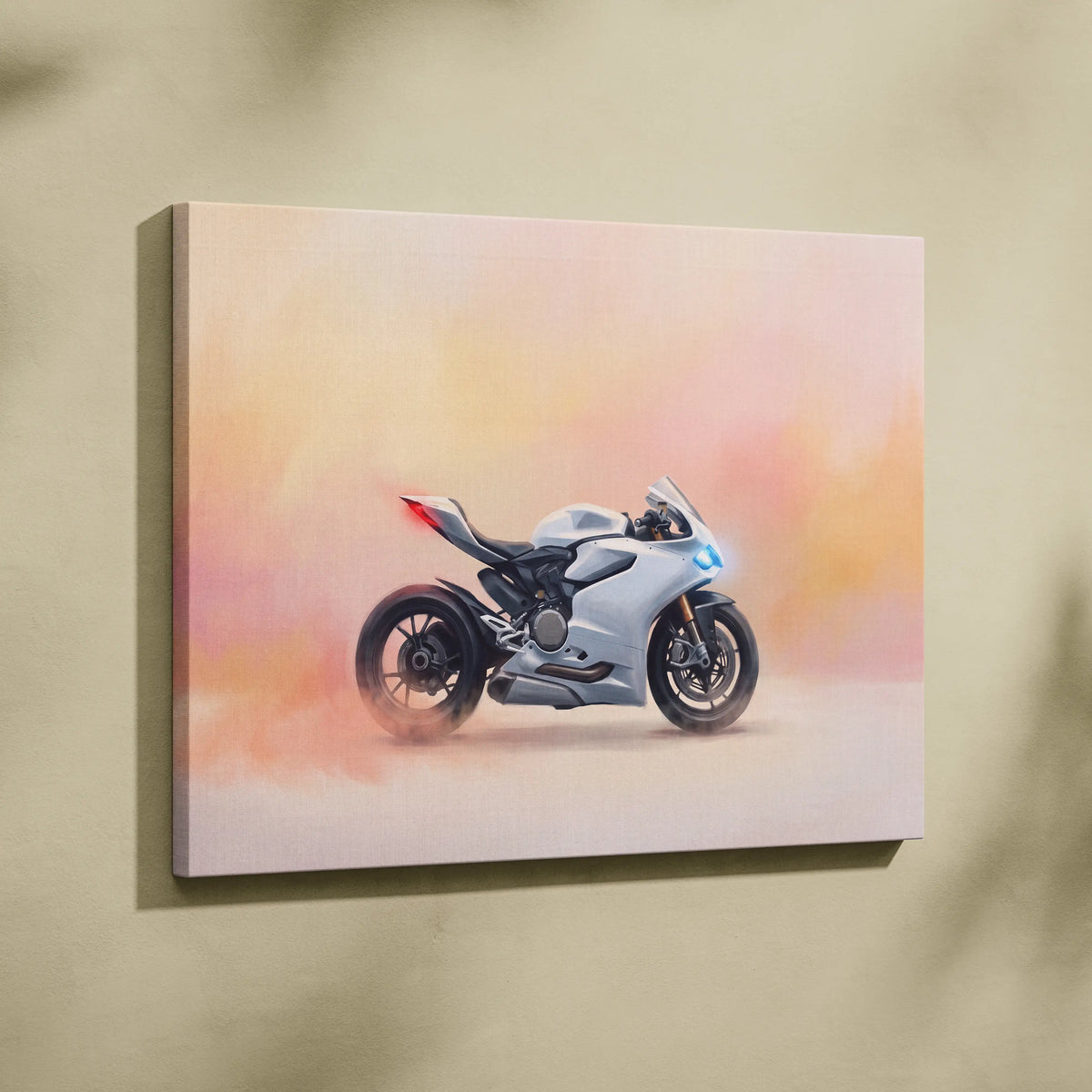Ducati Panigale Inspired Motorcycle Wall Art, Orange Superbike Print and Track Day Decor