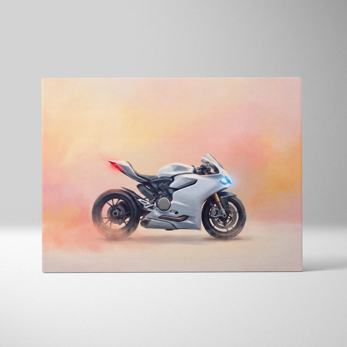 Ducati Panigale Inspired Motorcycle Wall Art, Orange Superbike Print and Track Day Decor