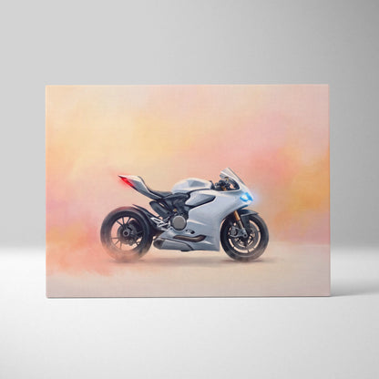 Ducati Panigale Inspired Motorcycle Wall Art, Orange Superbike Print and Track Day Decor
