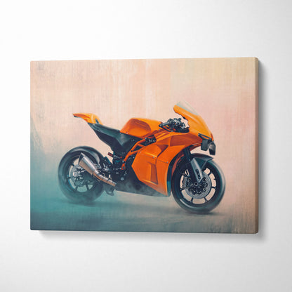 KTM RC 8C Inspired Canvas Art, Neon Track Poster and Modern Garage Decor