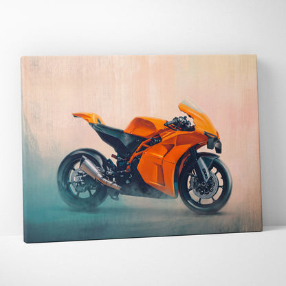 KTM RC 8C Inspired Canvas Art, Neon Track Poster and Modern Garage Decor