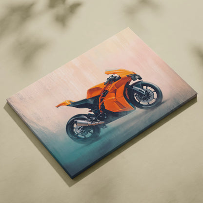 KTM RC 8C Inspired Canvas Art, Neon Track Poster and Modern Garage Decor