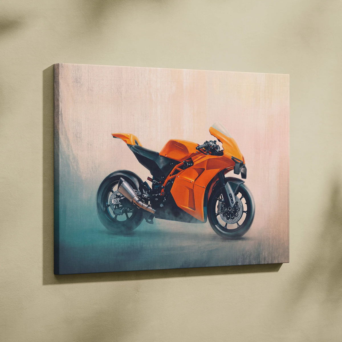 KTM RC 8C Inspired Canvas Art, Neon Track Poster and Modern Garage Decor