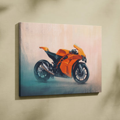 KTM RC 8C Inspired Canvas Art, Neon Track Poster and Modern Garage Decor