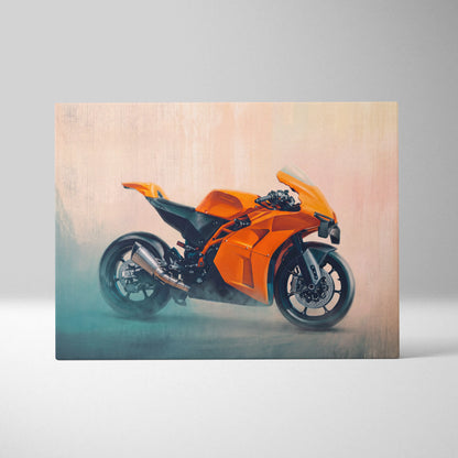 KTM RC 8C Inspired Canvas Art, Neon Track Poster and Modern Garage Decor