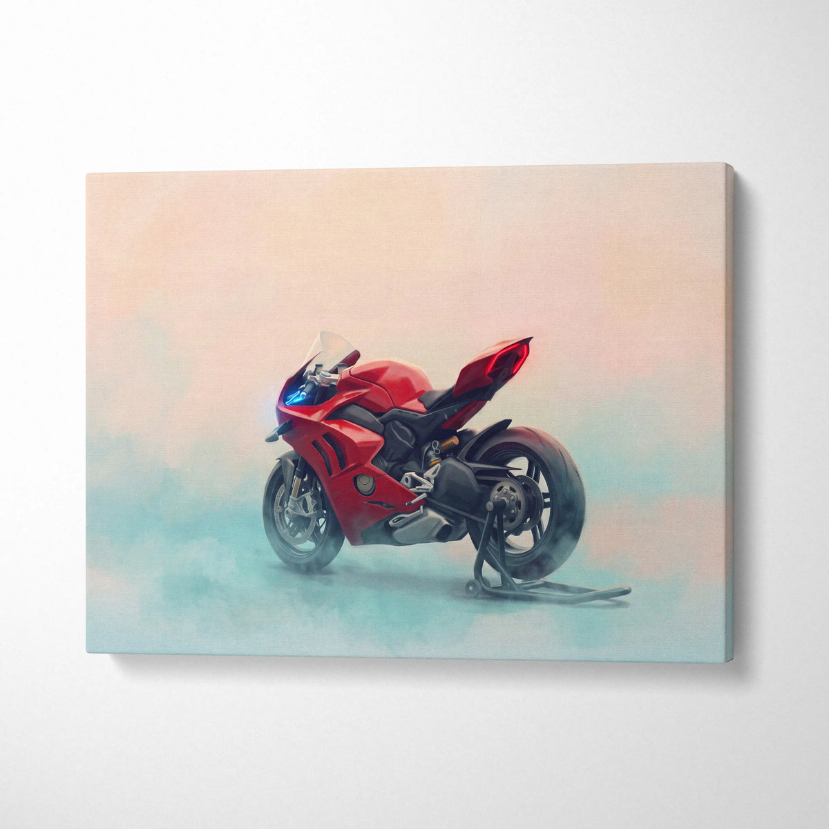 Ducati Panigale V4 Inspired Sport Bike Wall Art, Italian Superbike Poster and Track Day Gift