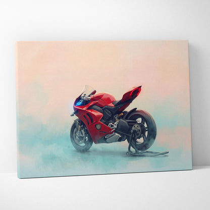 Ducati Panigale V4 Inspired Sport Bike Wall Art, Italian Superbike Poster and Track Day Gift