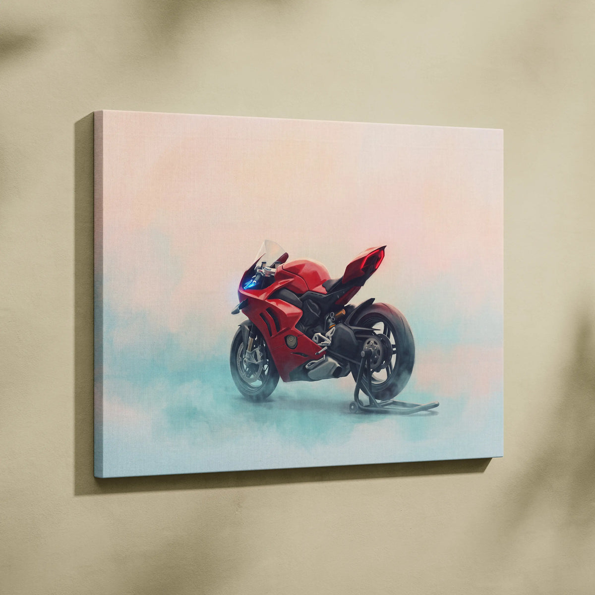 Ducati Panigale V4 Inspired Sport Bike Wall Art, Italian Superbike Poster and Track Day Gift