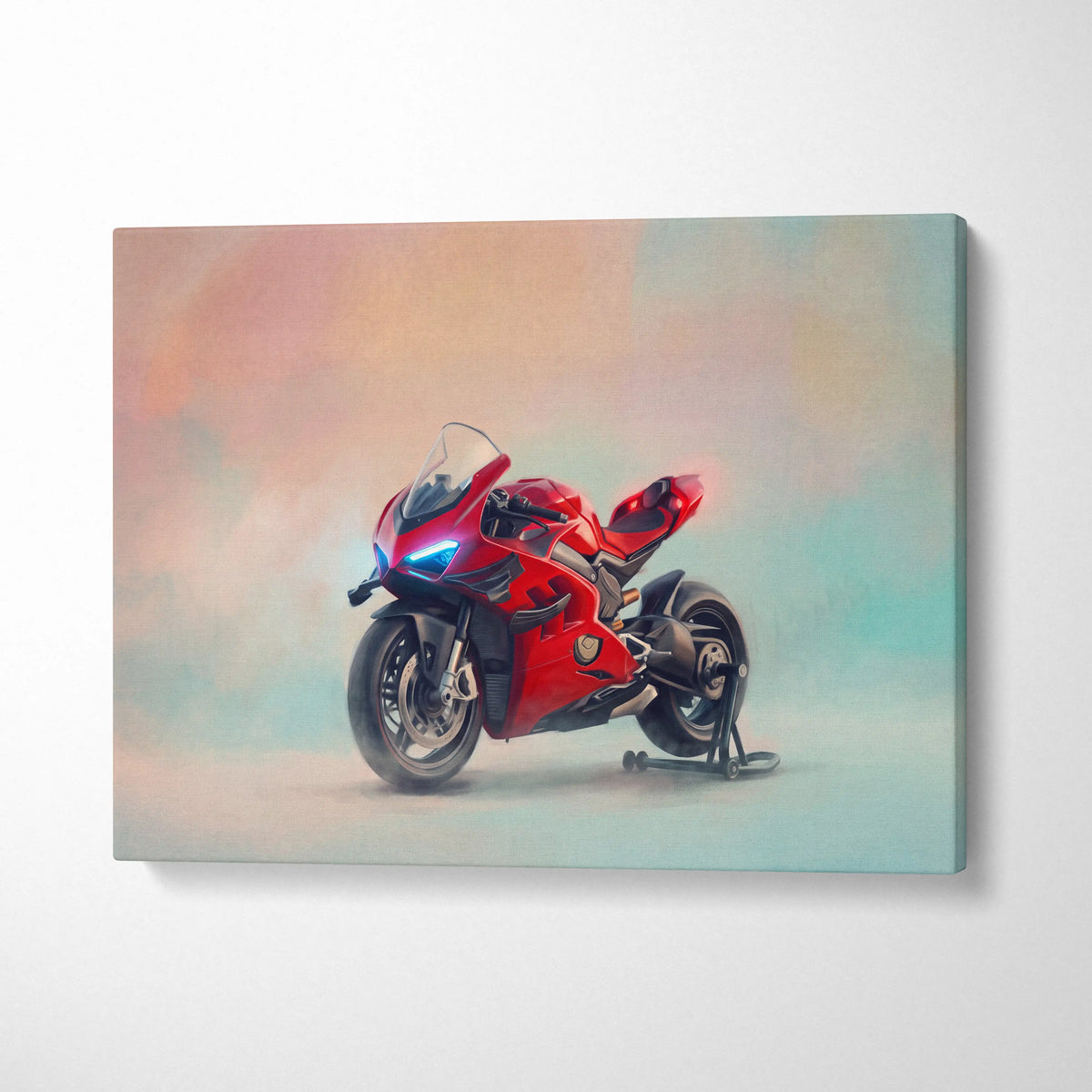 Ducati Superleggera V4 Inspired Supersport Wall Art, Red Superbike Print and Modern Wall Decor