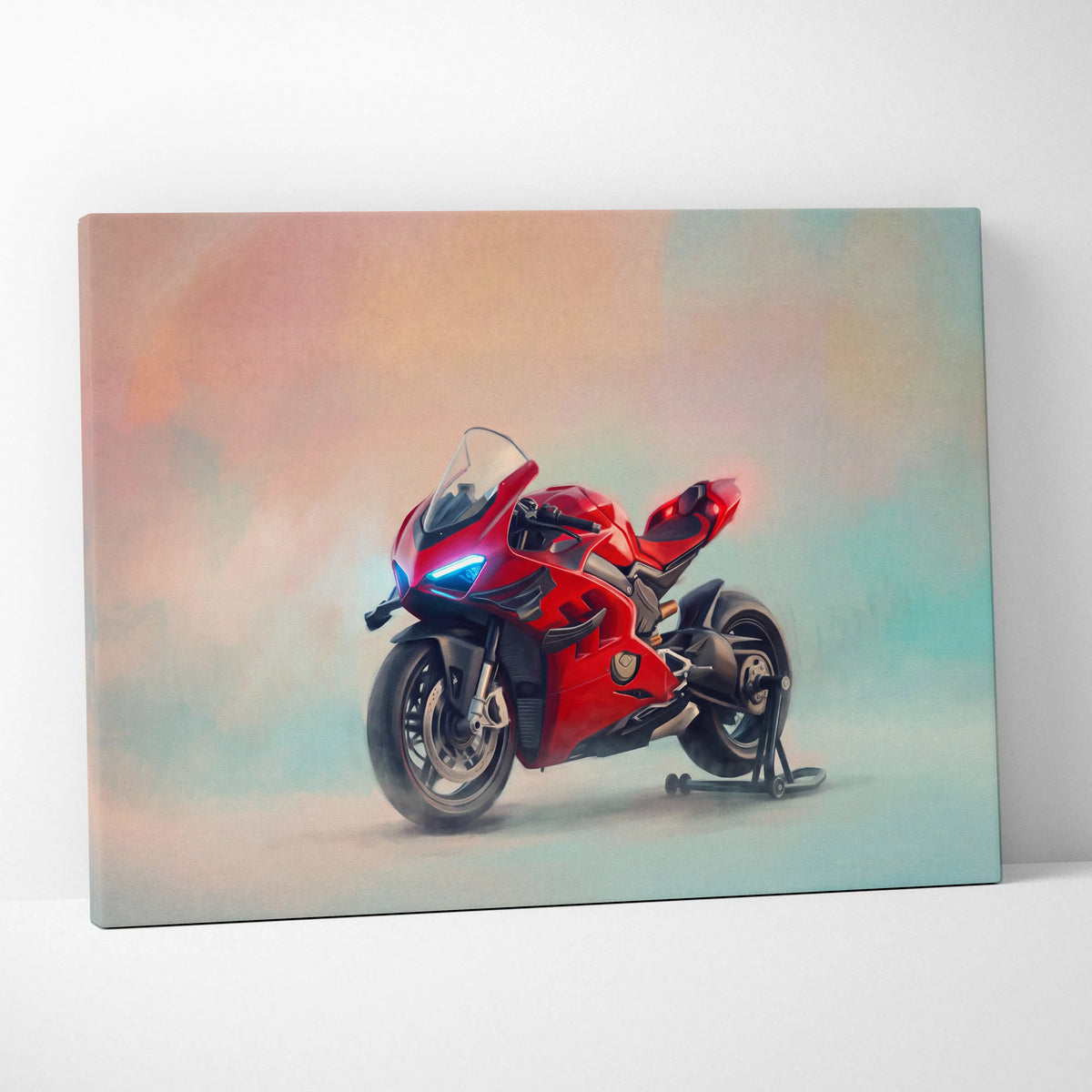 Ducati Superleggera V4 Inspired Supersport Wall Art, Red Superbike Print and Modern Wall Decor