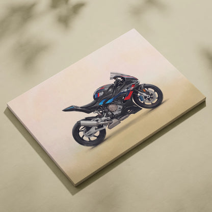 BMW M1000RR Inspired Motorcycle Wall Art, Carbon Track Print and Modern Rider Gift