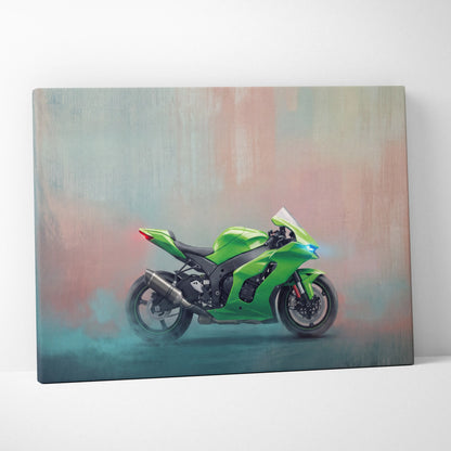 Kawasaki Ninja ZX-10RR Inspired Sport Bike Wall Art, Track Weapon Print and Racing Fan Gift