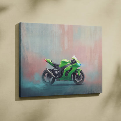 Kawasaki Ninja ZX-10RR Inspired Sport Bike Wall Art, Track Weapon Print and Racing Fan Gift